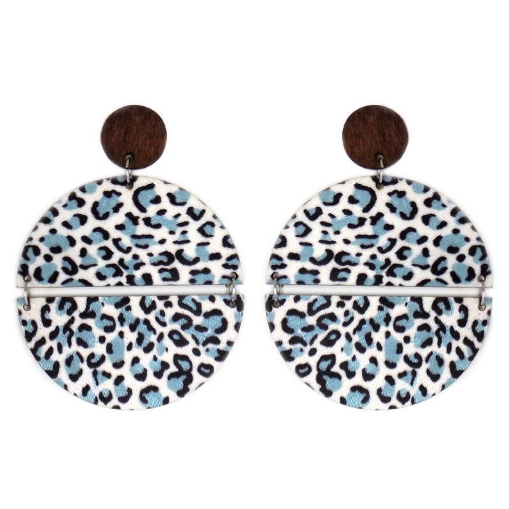 Leopard Split Wood Earrings